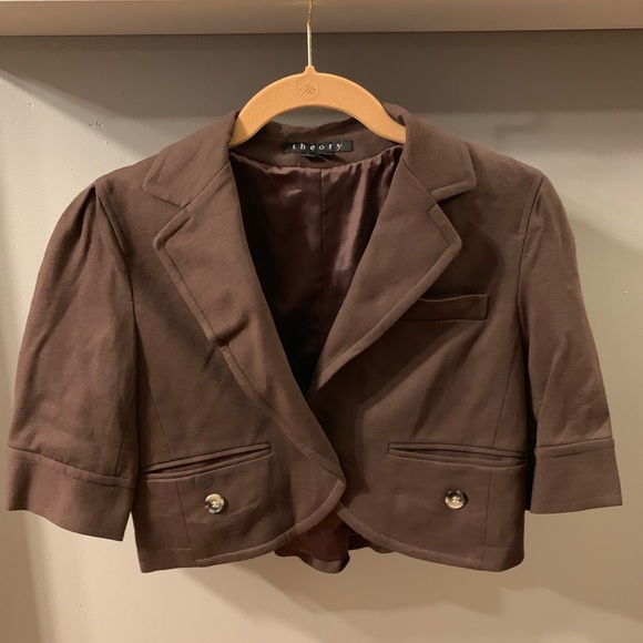 NWOT Theory brown cropped jacket - Picture 2 of 3